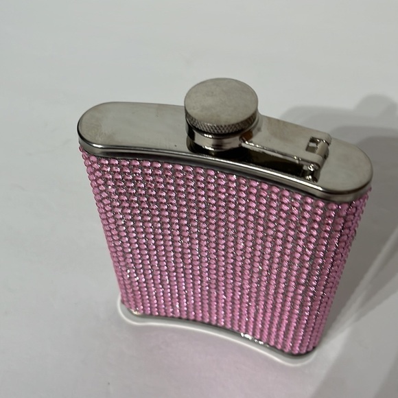 OGGI NWOT - Stainless steel 6oz FLASK bling pink sparkle girly girl style - Picture 5 of 9